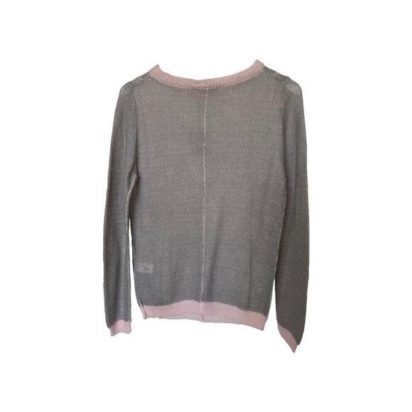 Zara Pearl Grey & Pink Alpaca Wool Blend Crewneck Sweater - Picture 5 of 5